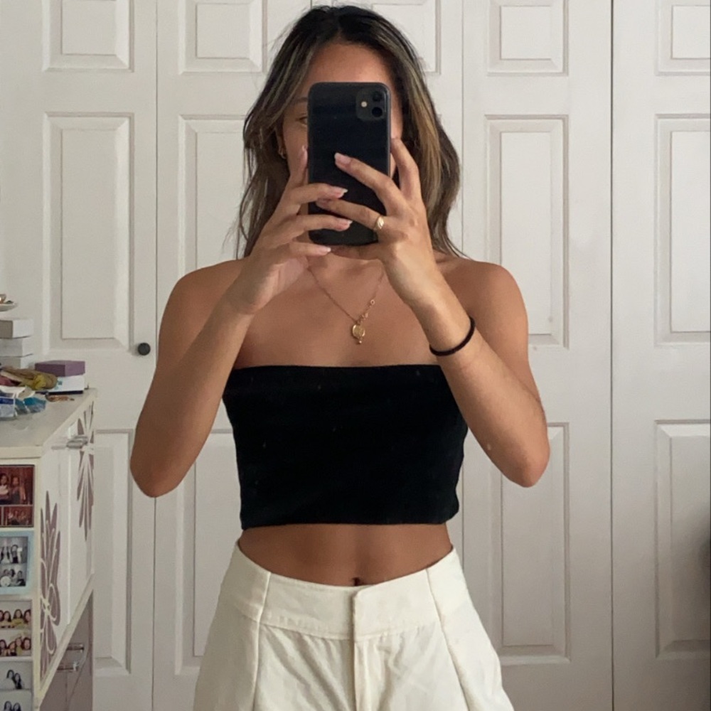 brandy melville black knit tube top